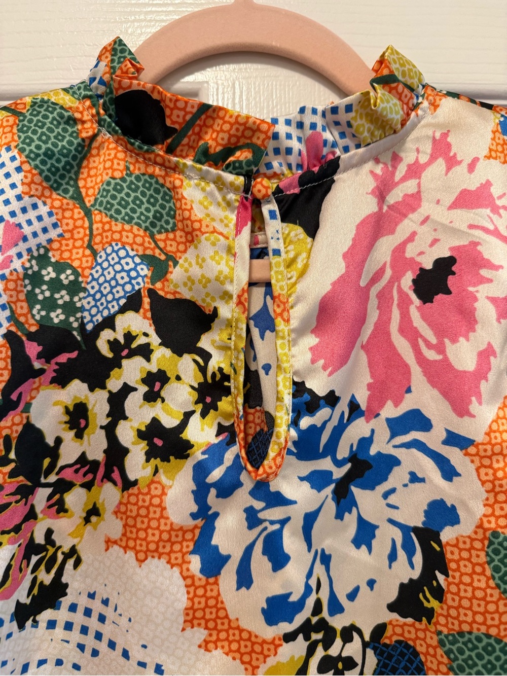 THML Multicolor Floral Ruffle Neck Blouse - Picture 6 of 6